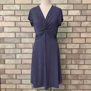 Anne Klein black & blue dot pattern dress - size L